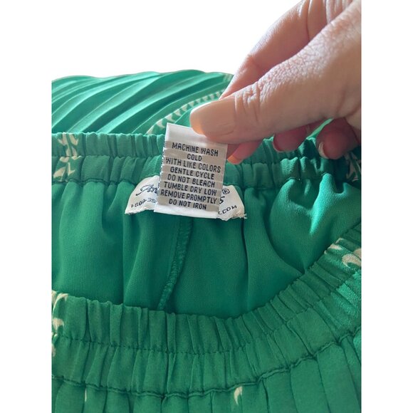Anthony Richards Pleated Floral Midi Skirt Green Size MP Vintage Coastal Cottage - Picture 4 of 13